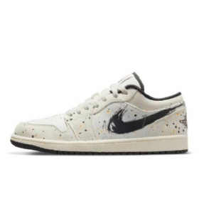 Nike Air Jordan 1 Low Tops Paint Splatter Brushstroke Sko Herre Khaki