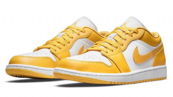 Nike Air Jordan 1 Low Tops Pollen Sko Dame Gul Hvite
