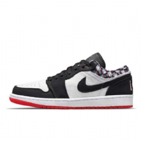 Nike Air Jordan 1 Low Tops Quai 54 Sko Dame Svarte Grå