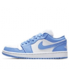 Nike Air Jordan 1 Low Tops Retro Basketball Shoes Dame Blå Hvite