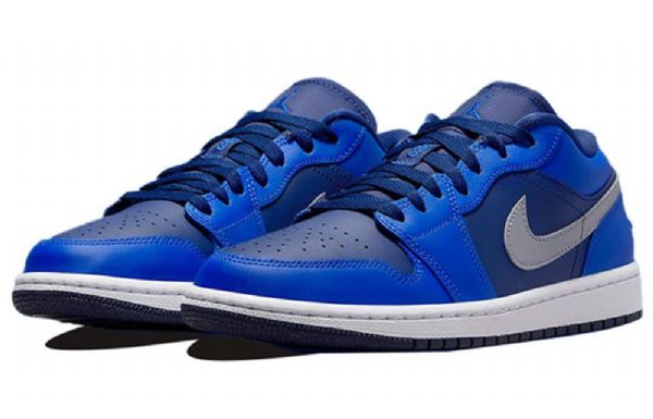 Nike Air Jordan 1 Low Tops Retro Basketball Shoes Dame Blå Hvite