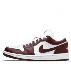 Nike Air Jordan 1 Low Tops Retro Basketball Shoes Dame Burgunder Hvite