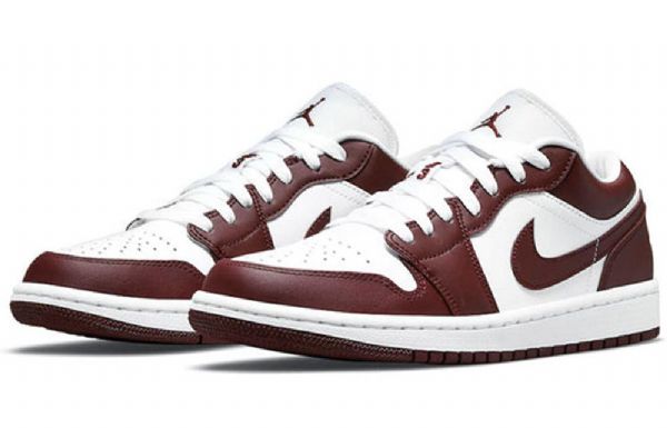Nike Air Jordan 1 Low Tops Retro Basketball Shoes Dame Burgunder Hvite