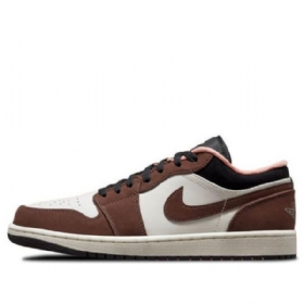 Nike Air Jordan 1 Low Tops Retro Basketball Shoes Herre Brune Hvite