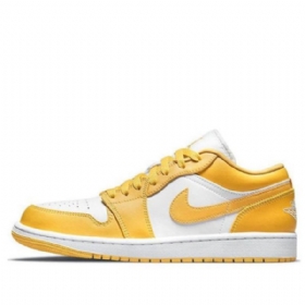 Nike Air Jordan 1 Low Tops Retro Basketball Shoes Herre Gul Hvite