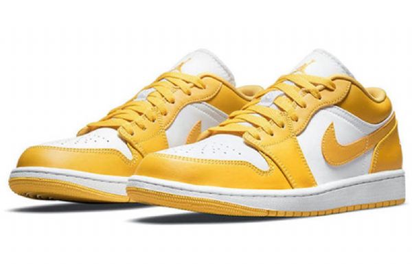 Nike Air Jordan 1 Low Tops Retro Basketball Shoes Herre Gul Hvite