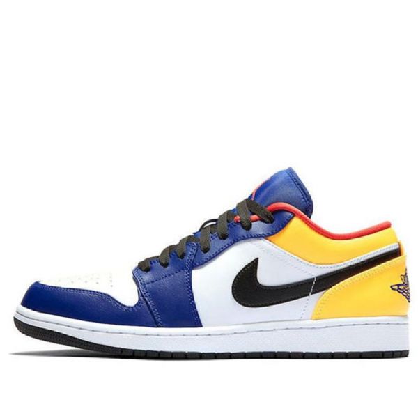 Nike Air Jordan 1 Low Tops Retro Basketball Shoes Herre Hvite Dyp Kongeblå Blå