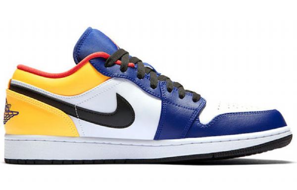 Nike Air Jordan 1 Low Tops Retro Basketball Shoes Herre Hvite Dyp Kongeblå Blå