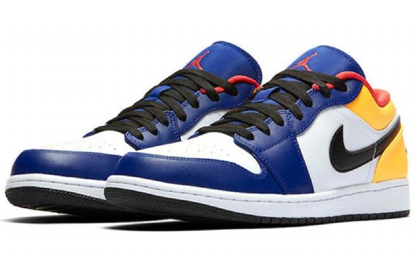 Nike Air Jordan 1 Low Tops Retro Basketball Shoes Herre Hvite Dyp Kongeblå Blå