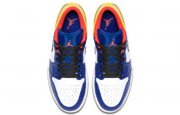Nike Air Jordan 1 Low Tops Retro Basketball Shoes Herre Hvite Dyp Kongeblå Blå