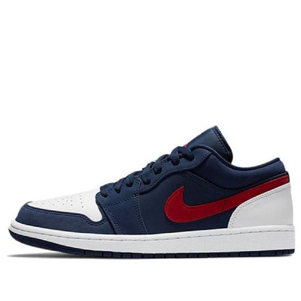 Nike Air Jordan 1 Low Tops Retro Basketball Shoes Herre Marineblå Hvite Rød