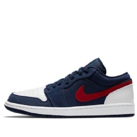 Nike Air Jordan 1 Low Tops Retro Basketball Shoes Herre Marineblå Hvite Rød