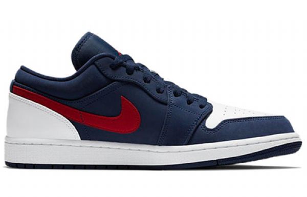 Nike Air Jordan 1 Low Tops Retro Basketball Shoes Herre Marineblå Hvite Rød
