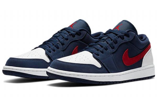 Nike Air Jordan 1 Low Tops Retro Basketball Shoes Herre Marineblå Hvite Rød