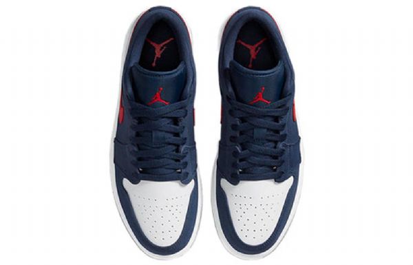Nike Air Jordan 1 Low Tops Retro Basketball Shoes Herre Marineblå Hvite Rød