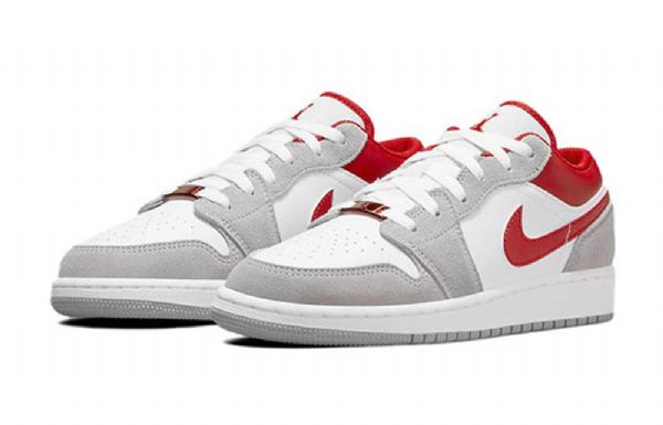 Nike Air Jordan 1 Low Tops Se Gs Basketsko Herre Lyse Grå Rød