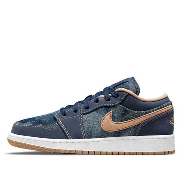 Nike Air Jordan 1 Low Tops Se Gs Retro Basketball Shoes Herre Marineblå