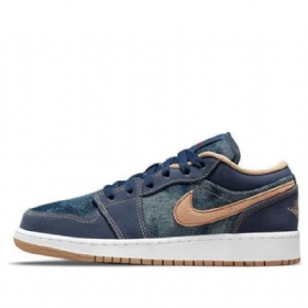 Nike Air Jordan 1 Low Tops Se Gs Retro Basketball Shoes Herre Marineblå