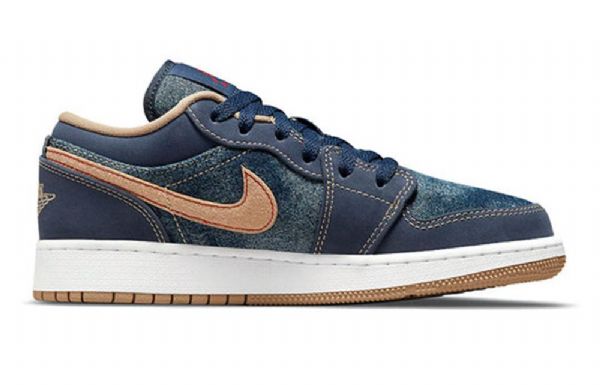 Nike Air Jordan 1 Low Tops Se Gs Retro Basketball Shoes Herre Marineblå
