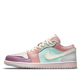 Nike Air Jordan 1 Low Tops Se Retro Basketball Shoes Herre Rosa Lilla Grønn