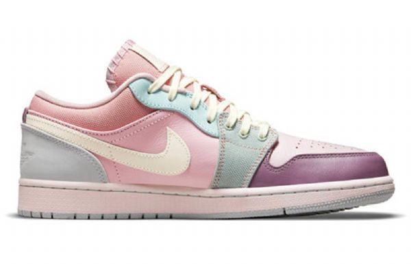 Nike Air Jordan 1 Low Tops Se Retro Basketball Shoes Herre Rosa Lilla Grønn