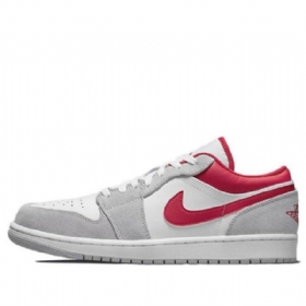 Nike Air Jordan 1 Low Tops Se Skatesko Herre Lyse Grå Rød