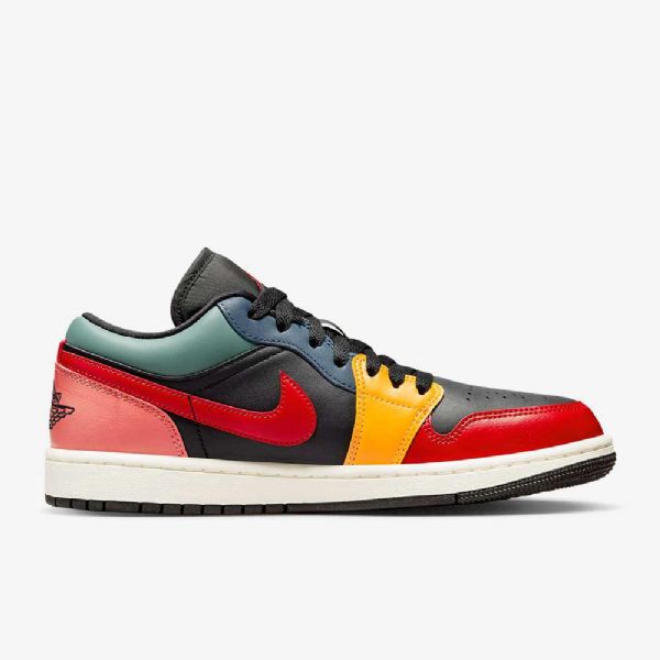 Nike Air Jordan 1 Low Tops Se Sko Dame Svarte Blå Rød