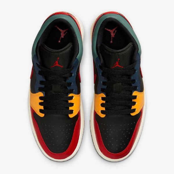 Nike Air Jordan 1 Low Tops Se Sko Dame Svarte Blå Rød