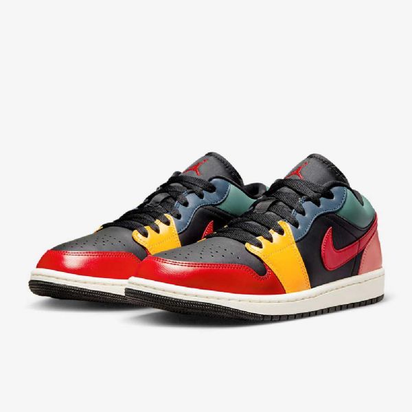 Nike Air Jordan 1 Low Tops Se Sko Dame Svarte Blå Rød