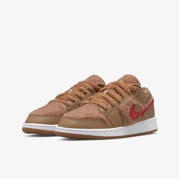 Nike Air Jordan 1 Low Tops Sko Barn Brune Rosa Rød Blå