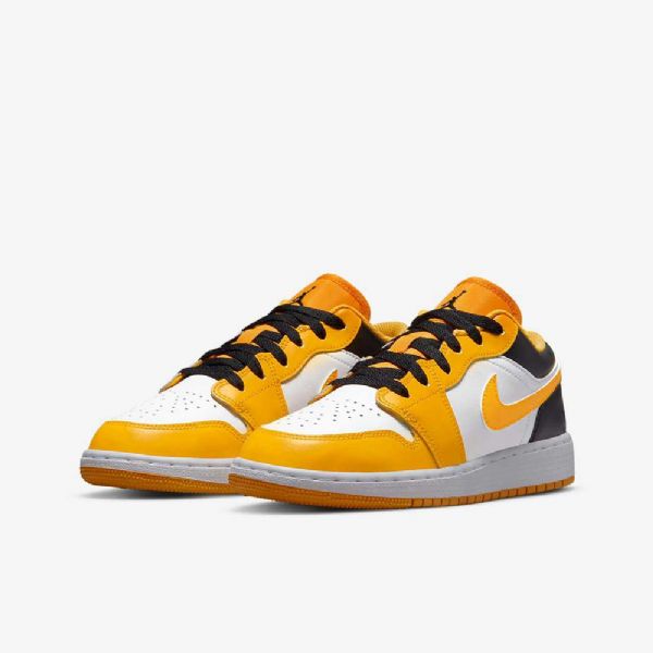 Nike Air Jordan 1 Low Tops Sko Barn Gul Hvite Svarte