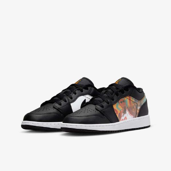 Nike Air Jordan 1 Low Tops Sko Barn Svarte Mørke