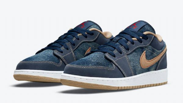 Nike Air Jordan 1 Low Tops Sko Dame Blå