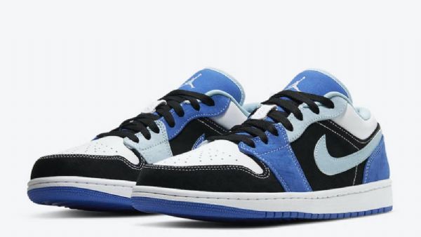 Nike Air Jordan 1 Low Tops Sko Dame Blå Svarte Hvite