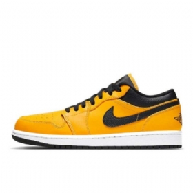 Nike Air Jordan 1 Low Tops Sko Dame Gul Svarte