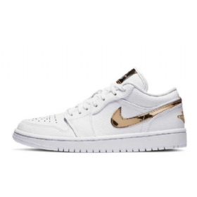 Nike Air Jordan 1 Low Tops Sko Dame Hvite Gull