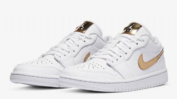 Nike Air Jordan 1 Low Tops Sko Dame Hvite Gull