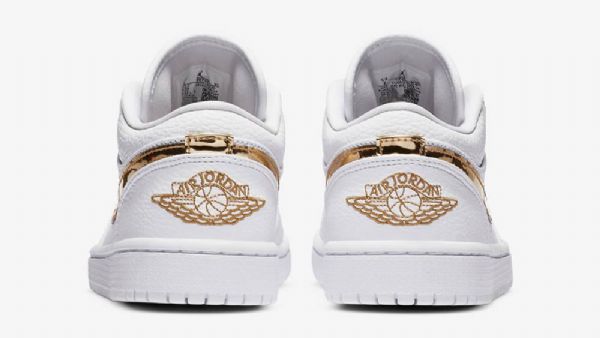 Nike Air Jordan 1 Low Tops Sko Dame Hvite Gull