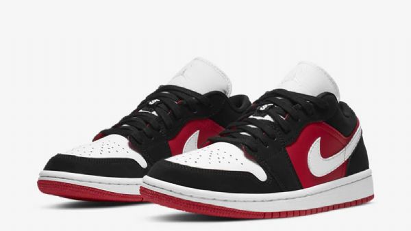 Nike Air Jordan 1 Low Tops Sko Dame Svarte Hvite Rød
