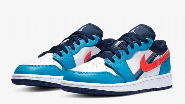 Nike Air Jordan 1 Low Tops Sko Herre Blå Rød