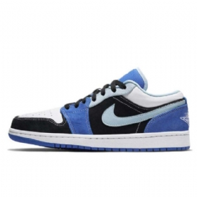 Nike Air Jordan 1 Low Tops Sko Herre Blå Svarte Hvite