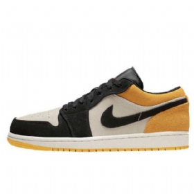 Nike Air Jordan 1 Low Tops Sko Herre Gul Svarte