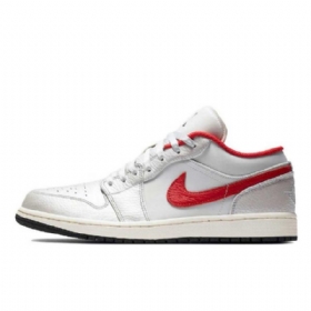 Nike Air Jordan 1 Low Tops Sko Herre Hvite Rød