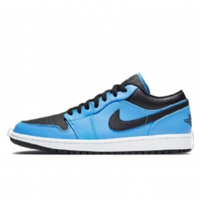 Nike Air Jordan 1 Low Tops Sko Herre Svarte Blå