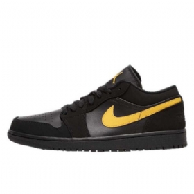 Nike Air Jordan 1 Low Tops Sko Herre Svarte Gul
