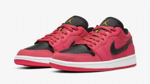 Nike Air Jordan 1 Low Tops Sko Herre Svarte Rød Gul
