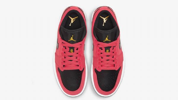 Nike Air Jordan 1 Low Tops Sko Herre Svarte Rød Gul