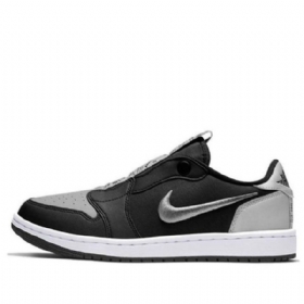 Nike Air Jordan 1 Low Tops Slip Retro Basketball Shoes Dame Svarte Grå