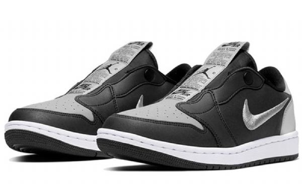 Nike Air Jordan 1 Low Tops Slip Retro Basketball Shoes Dame Svarte Grå
