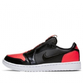 Nike Air Jordan 1 Low Tops Slip Retro Basketball Shoes Dame Svarte Rød